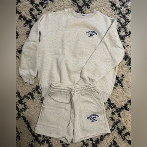 HWLF grey and navy pullover and matching shorts